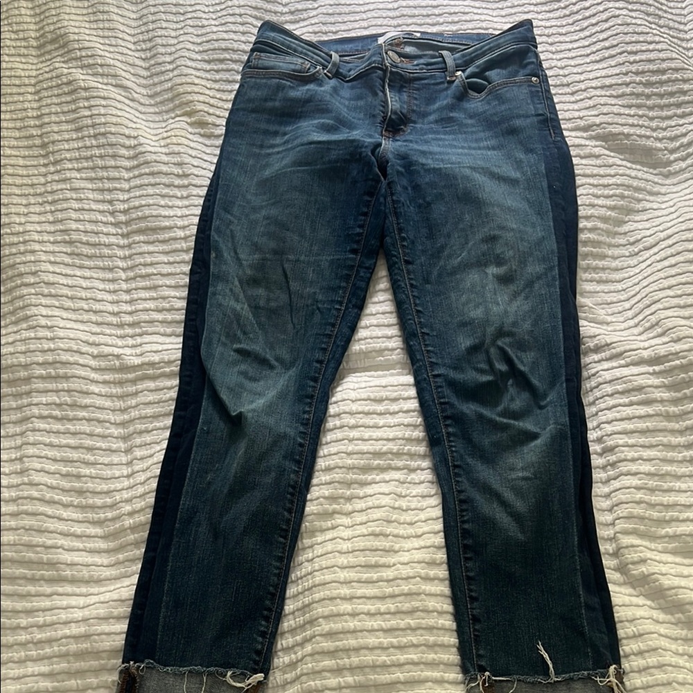 LOFT Dark Blue Ankle Jeans with darker detail on side